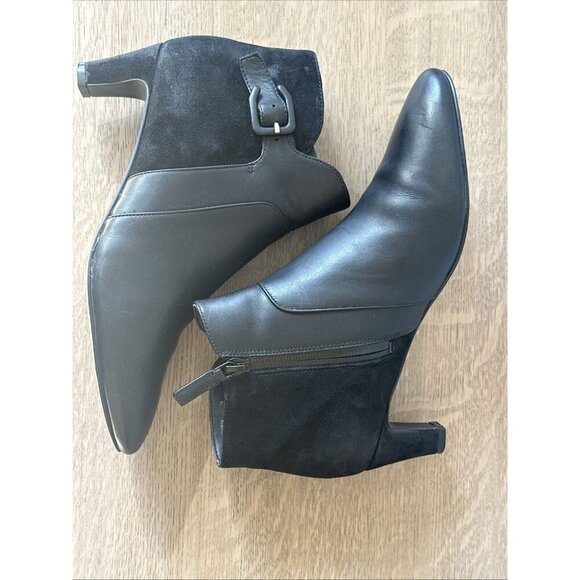 Cole Haan Womens 7 B Suede Leather Ankle Boot Black Sylvia Waterproof - Picture 11 of 15